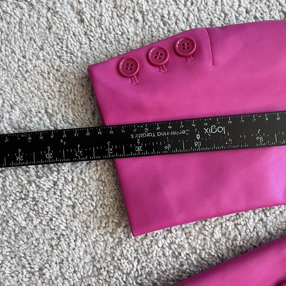 MM6 Maison Margiela Blazer Jacket Girls 16Y Hot Pink Faux Leather